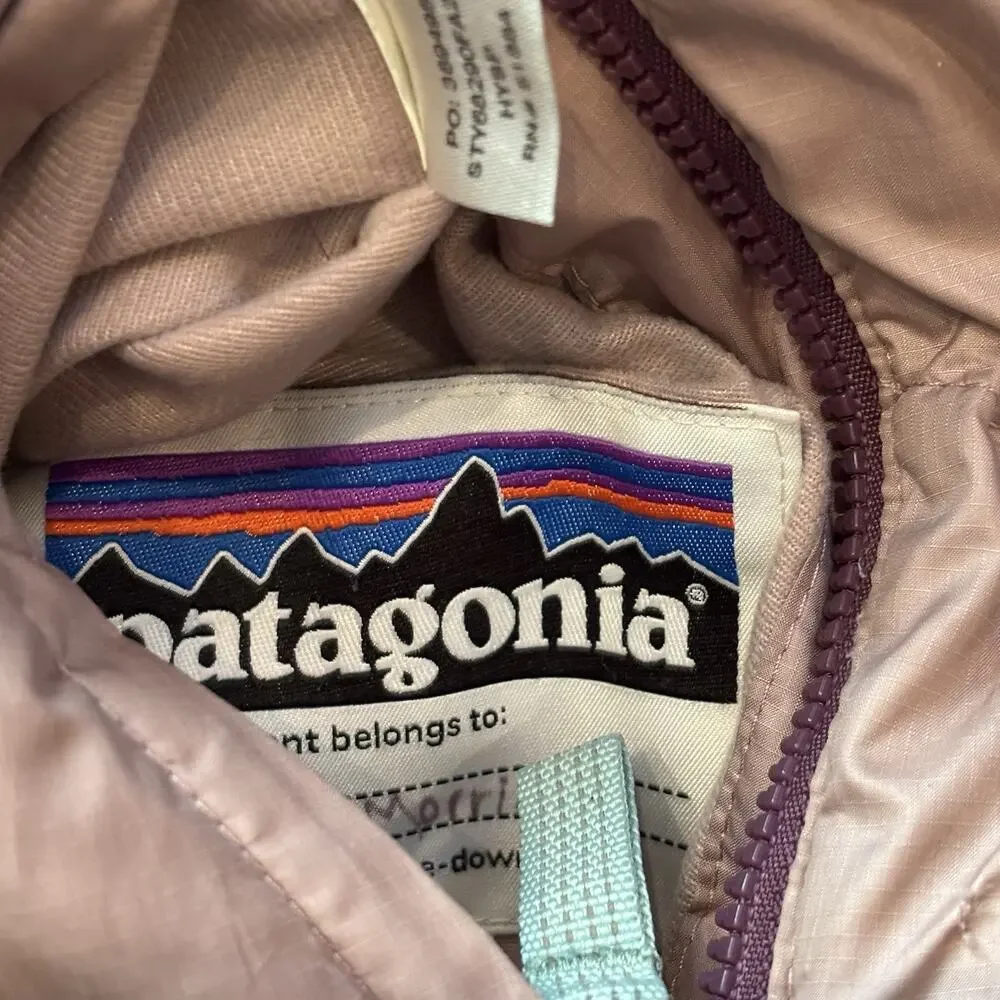 Patagonia Reversible Down Sweater Hoody Jacket Mauve Pink & Green Girl’s XL*